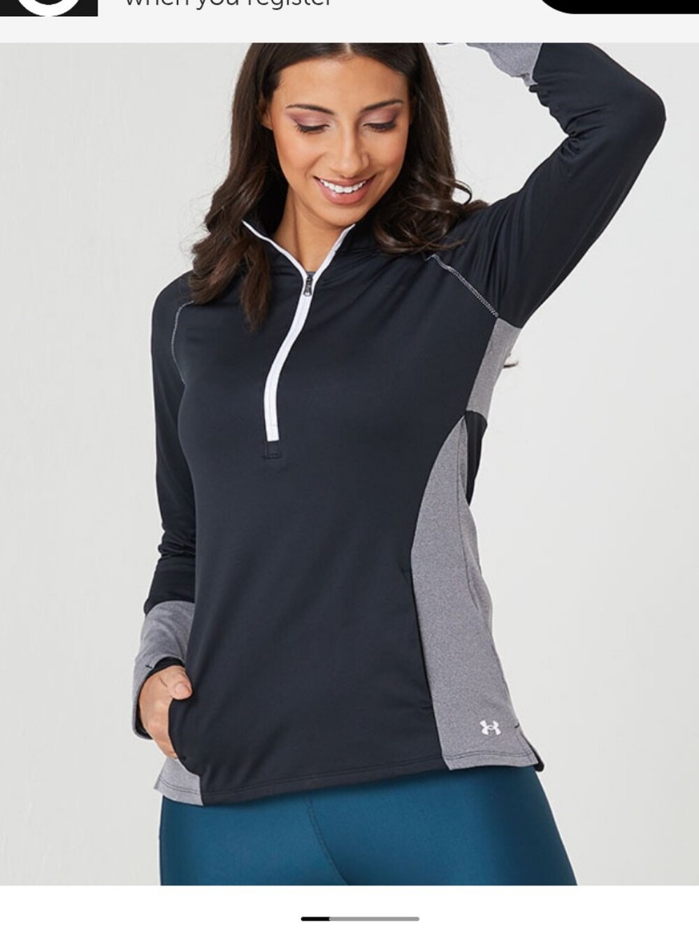 Under Armour Women's ColdGear 1/2 Zip Top - Black/Grey